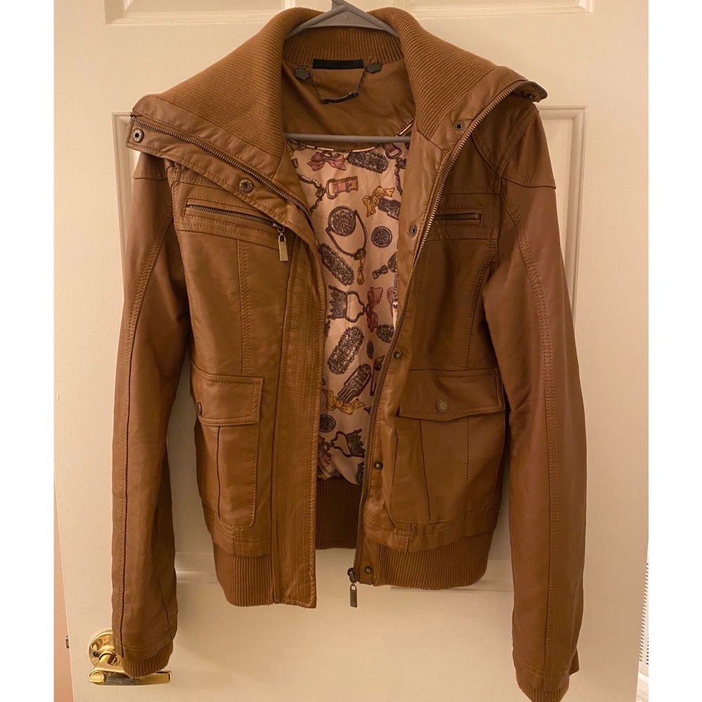 Brown faux leather jacket